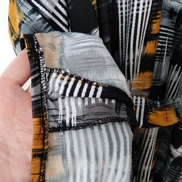 Mennonite Cape Dress 43"B 39"W Black Yellow Stretchy Full Skirted Puffed Sleeves - Picture 8 of 11